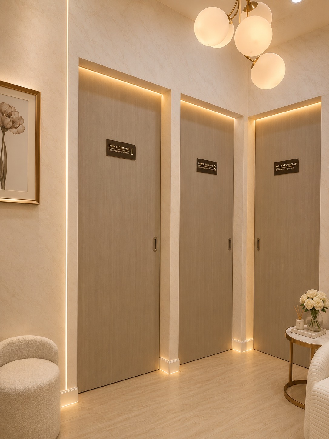 ทางเดินสู่ห้องเลเซอร์และทรีตเมนต์